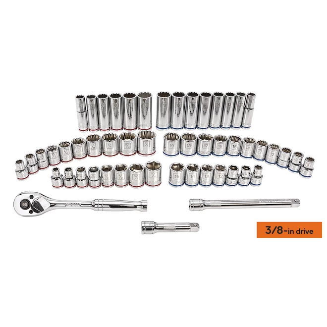 Kobalt Standard (SAE) And Metric Polished Chrome Mechanic's Tool Set With Tool Case - 127-Piece - Image 4