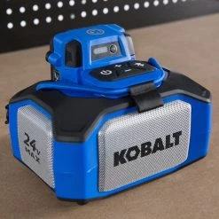 Kobalt 24 V Max Bluetooth Speaker - USB And Auxiliary Ports - Grey And Blue - Bare Tool Without Battery