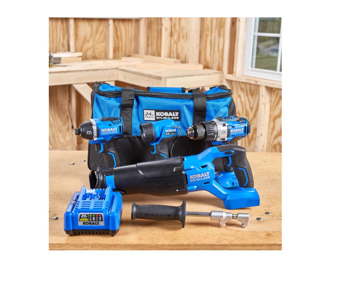 Kobalt KLC 4024A-03 4-Tool 24-Volt Max Brushless Power Tool Combo Kit With Soft Case (1-Battery Included And Charger Included) - Image 8