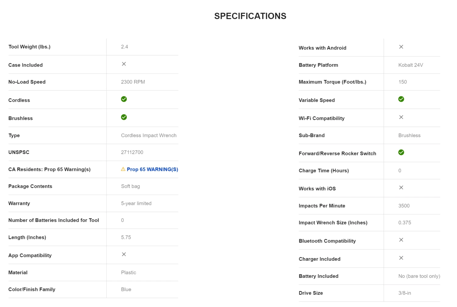 Kobalt KIW 3824B-03 Brushless-Amp 24-volt Max Variable Speed Brushless 3/8-in Drive Cordless Impact Wrench (Tool Only) - Image 9
